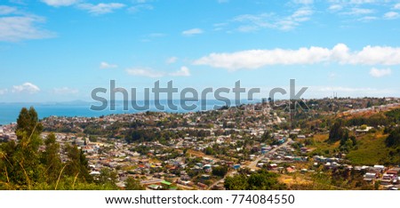 Panoramic view of the city of Tome, Bio Bio region, Chile Royalty-Free Stock Photo #774084550