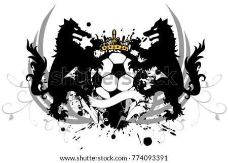 heraldic black wolf fútbol soccer coat of arms in vector format