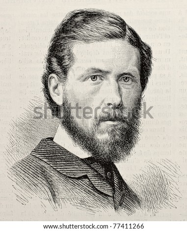 Old engraved portrait of George Potter, British trade unionist. By unknown author, published on L'Illustration, Journal Universel, Paris, 1868