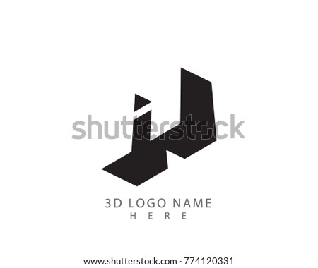 3D H letter vector with white background