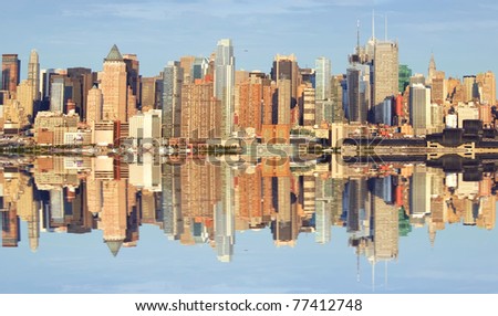 photo new york midtown skyline over hudson river