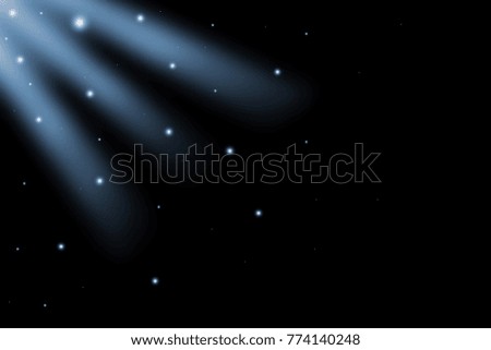 Sun rays on a black background. Design, light texture from a window.