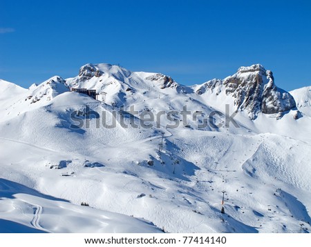 Slope on the skiing resort Flumserberg. Switzerland