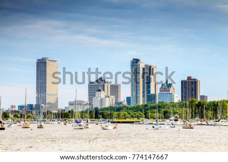 Milwaukee skyline taken from the port, Wisconsin, USA