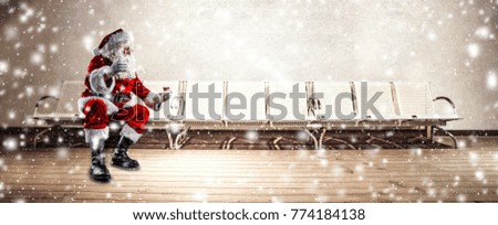 Santa Claus and white chairs 