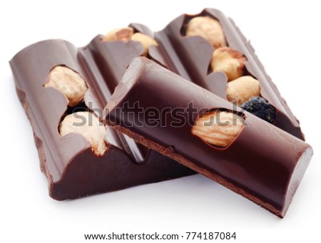 Nutty chocolate isolated over white background 
