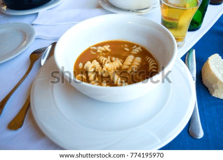 Soup meal on table