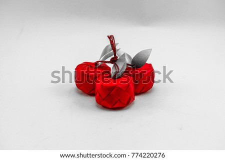 Red cherry handmade on white background isolate