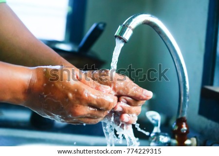 Washing Hands. Cleaning Hands. Hygiene With Motion Blur Effect