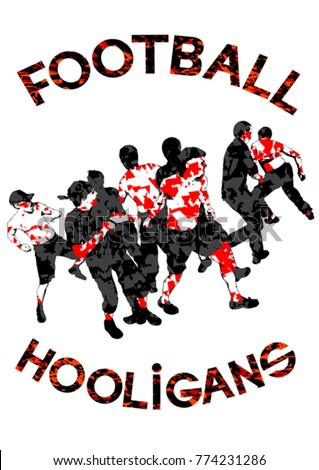 Fighting young street hooligans against a white background