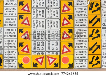 Multiple street warning direction signs