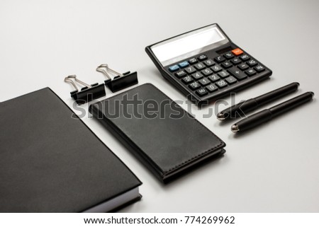 portrait of accounting stationary set for business mock up on white background