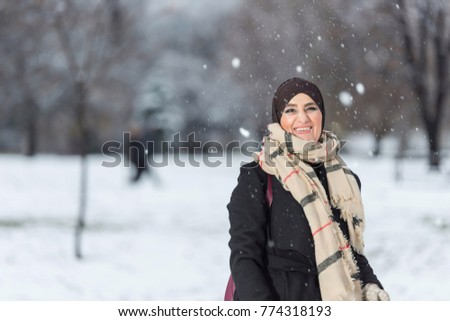 Muslim woman having a great time