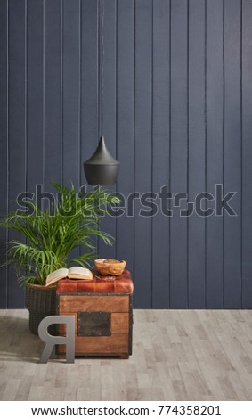 modern wall, interior design empty wall and accessories for home, grey wall wooden background home accessory and ornament