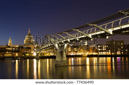 Cityscape of London at the blue hour with Saint Paul cathedral, England