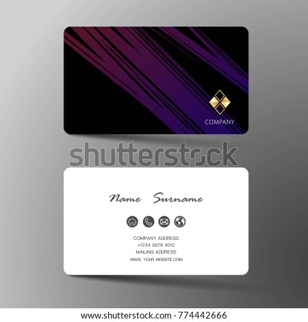 Modern business card template design. With inspiration by brush. Contact card for company. Two sided black and white . Vector illustration. 
