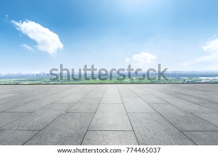 Empty city square floor and blue sky nature landscape
