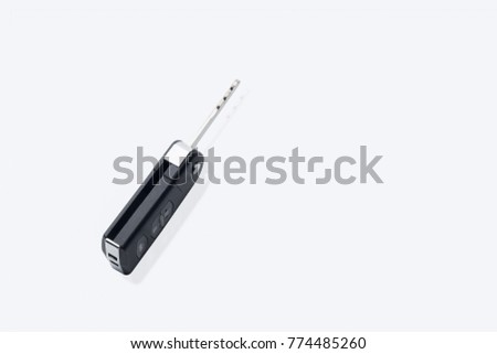 car key with remote control on white background