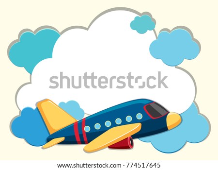Cloud border with blue airplane illustration