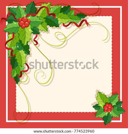 Border template with mistletoes illustration