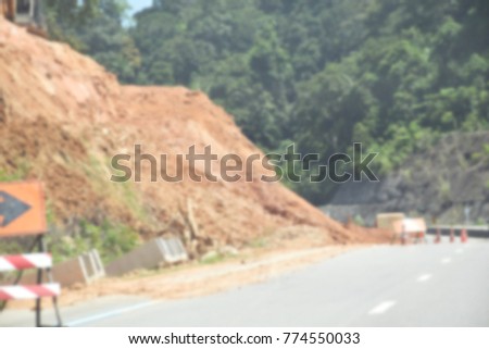 abstract blurred  soil slide on the road