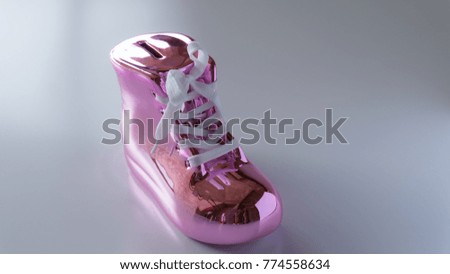 Holiday gift, pink shoe money box isolated on white background