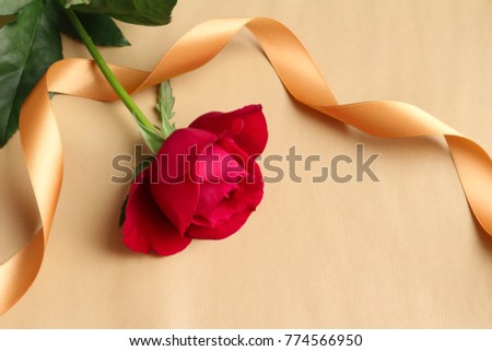 Image of gorgeous ribbon and sophisticated gift of roses