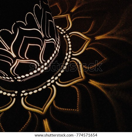 Reflection of light and shadow in shape of lotus petals at Buddhist exhibition shown at a museum in Bangkok 