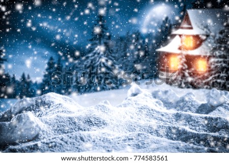 Winter background with free space for your decoration and snow with frost 
