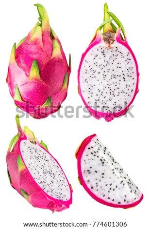 Dragon fruit, pitaya isolated on white background with clipping path