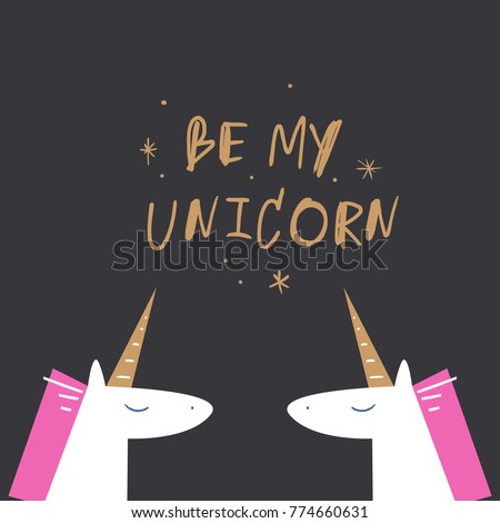 Vector, clip art, hand drawn. Romanthic, funny, unicorns, Valentine's day, letters, kawaii, hand font, stars. Decor elements, print for card, poster, t-shirt, other clothes and more. Isolated objects.