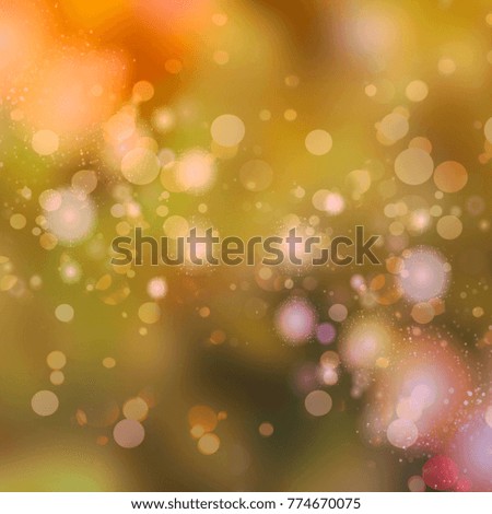 Background of bright autumn watercolor palette. Holiday lights effect Light Toning. Square