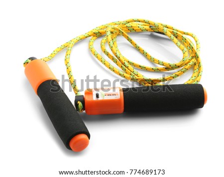 Modern jumping rope on white background
