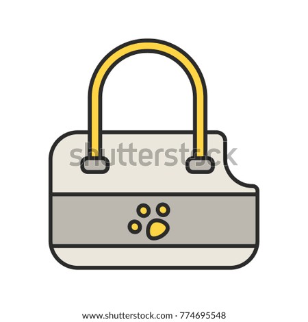Pets bag carrier color icon. Dog purse. Isolated vector illustration