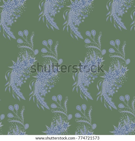 Wallpaper Rapport. Seamless Pattern of Hand Drawn Zentangles. Elements are Scanned and Traced to Vector. Bright Floral Ornament for Textile or Paper.