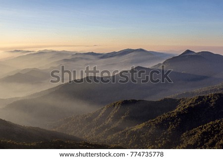 Morning view from the top of Mt. Mokochu, Kamphaeng Phet, Thailand