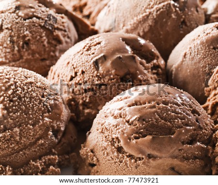 Chocolate ice cream background close up shoot