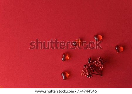 Colorful paper hearts on line as a gift for Valentine's Day.Heart is fall love. Frame