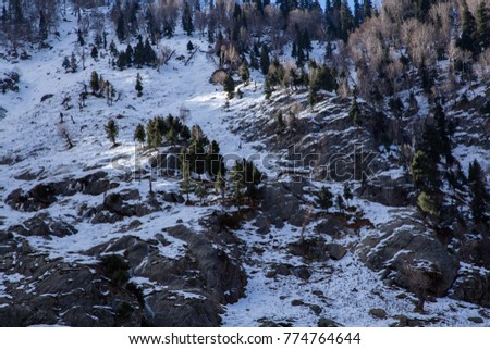 Himalaya Mountain Rocks with Snow 