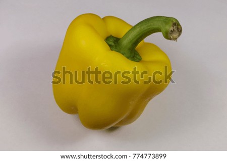 Yellow sweet pepper isolated on white background, focus fusion.