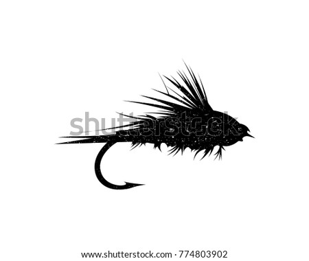 Black Fishing Bait with Grunge Effect Illustration Symbol Logo Vector