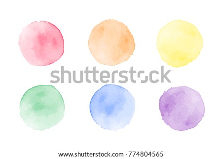 Vector colorful watercolor dots set isolated on white background