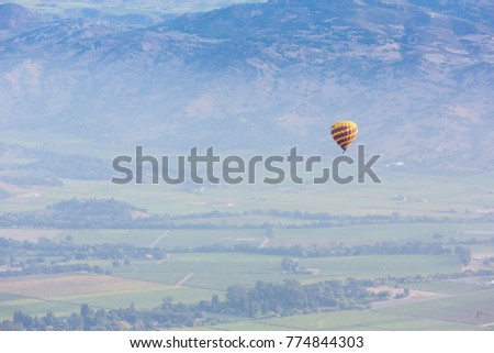 Hot Air Balloons over Napa Valley Vineyards