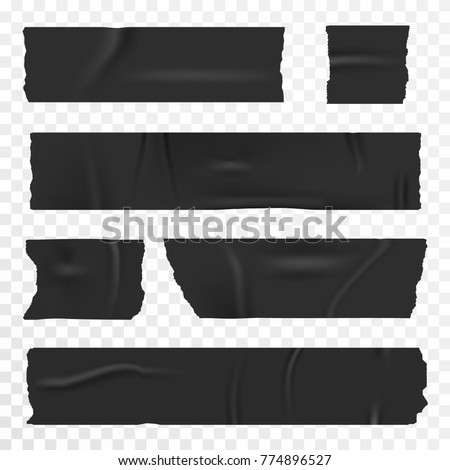 Adhesive tape set on transparent background. Realistic duct tape, scotch stripes. Vector Royalty-Free Stock Photo #774896527