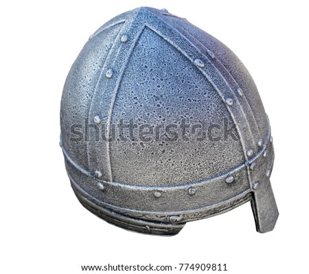 Roman soldier helmet on white background