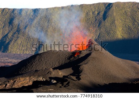 Volcano in Eruption, Reunion Island Royalty-Free Stock Photo #774918310