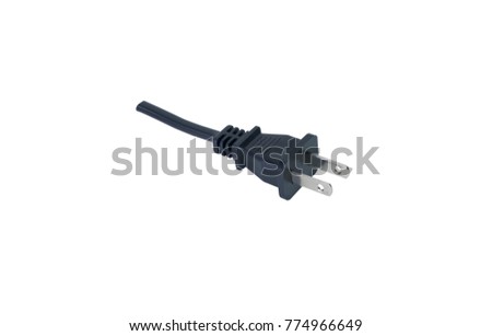 Electric plug, black color, isolated on white back ground. Royalty-Free Stock Photo #774966649