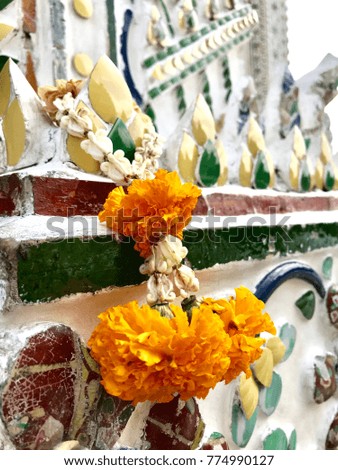 Garland of Marigold flowers for praying the Buddha