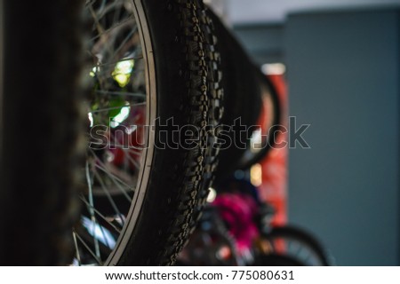Closeup of bicycle details for abstract business recreational lifestyle background use.