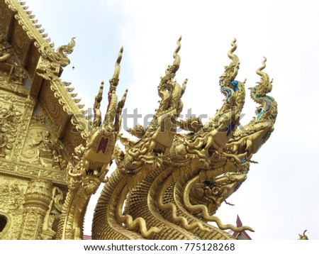 Naga snake guarding Thai temple entrance